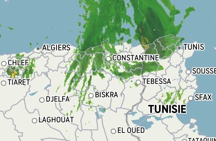 La Tunisie et l’Algérie connaitront des fortes pluies et orages ce dimanche soir